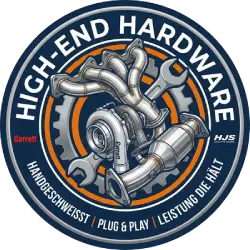 High-End Tuning Hardware Badge: Garrett Turbolader, HJS Downpipes und handgeschweißte Krümmer